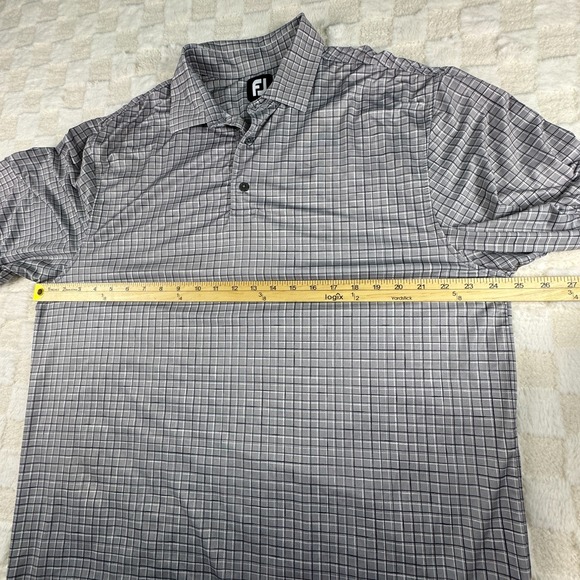FootJoy Men's Large Gray Plaid Polo Shirt Sunnyside Country Club Sleeve Logo - Picture 8 of 13